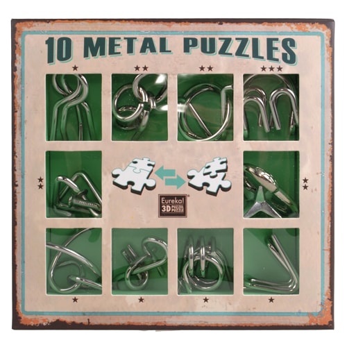 10 Metal Puzzle Green | Зеленый набор головоломок