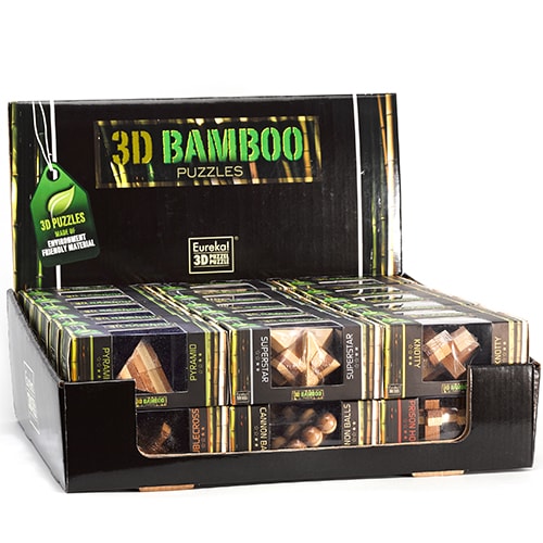 Дісплей 12x3 Bamboo puzzles, дерев’яні головоломки