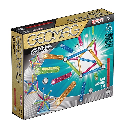 Geomag Color GLITTER 30 деталей | Магнітний конструктор Геомаг