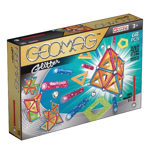 Geomag Color GLITTER 68 деталей | Магнітний конструктор Геомаг