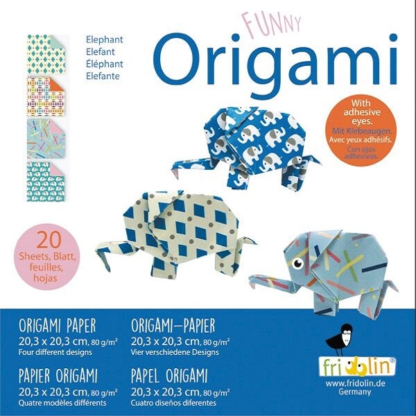 Веселые оригами Слон 20 листов 20х20см