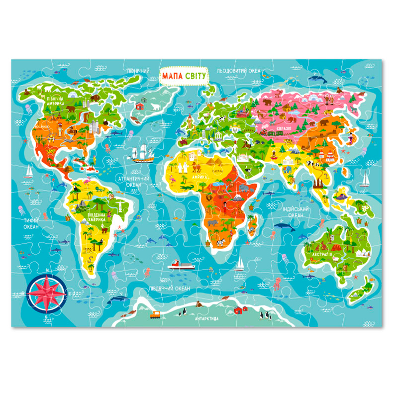 Пазл Карта Мира (100 элементов)