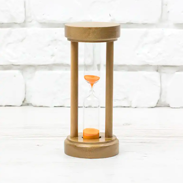 Часы песочные 5 мин |  песок оранжевый, орех, круглая основа