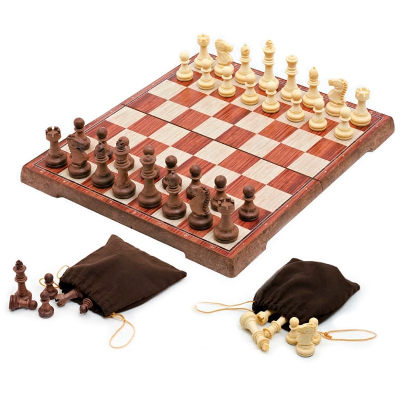 Магнитные шахматы под дерево | Chess magnetic wood-plastic 28x16,5 см