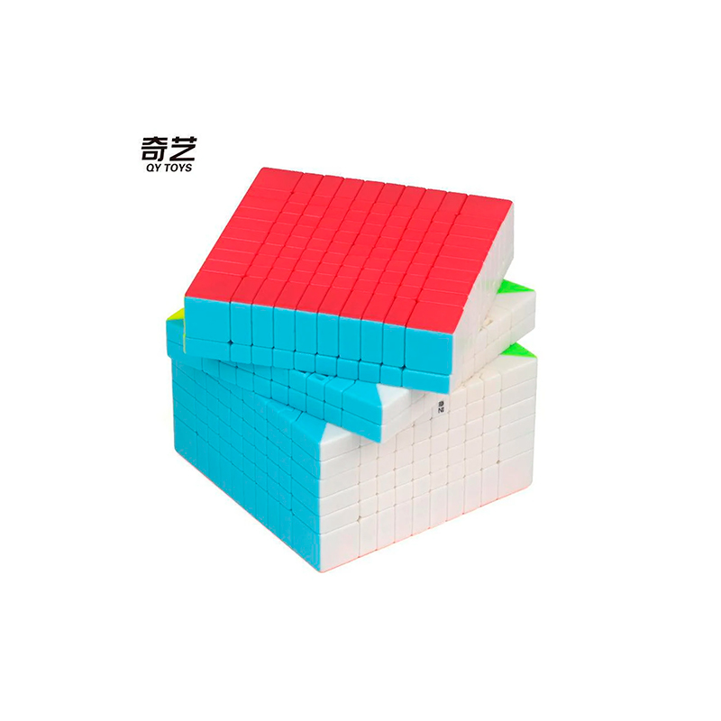 QiYi 10х10 stickerless | Кубик 10х10 кольоровий пластик